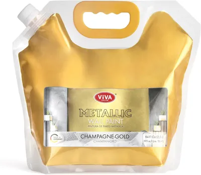 Produktbild von Viva Decor Metallic Wandfarbe Champagner-Gold 2,5 l im Beutel, Effektfarbe für Wände, Möbel & Deko, wasserbasiert, hochdeckend & abriebfest
