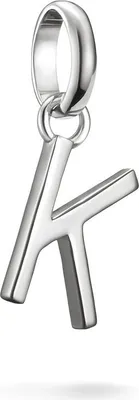 A silver letter 'k' charm pendant.