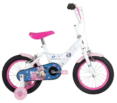 Productafbeelding van Disney Minnie Kinderfiets - Meisjes - 14 inch - Wit Roze - Twee handremmen