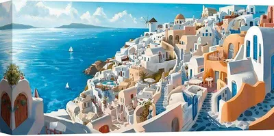 Productafbeelding van Kunstafdruk op canvas, zeelandschap - Sanchez - Santorini - 120x60 cm