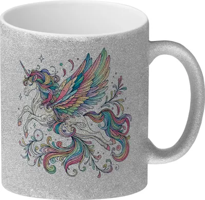 Produktbild von Einhorn in pastellfarben Glitzer-Kaffeebecher