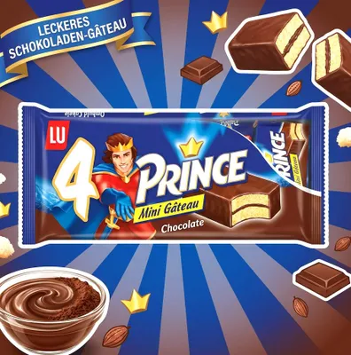 Produktbild von LU Prince Mini Gâteau 4 × 30 g (120 g) – Biskuitkuchen mit Milchschokoladenüberzug + Heartforcards Versandschutz