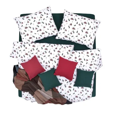 Obrázek produktu pro SCANquilt povlečení KLASIK chalets bílozelená 100% bavlna 140 x 200/70 x 90 cm