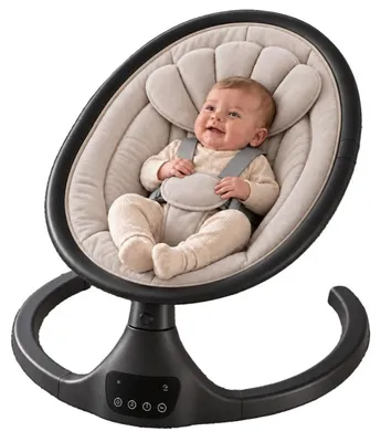 Produktbild von X Adventure Elektrische Babywippe Rocco Velvet Nougat – Babyschaukel mit 5 Geschwindigkeiten, Fernbedienung, Bluetooth, ab Geburt bis 9 kg