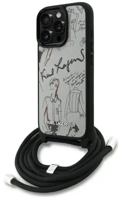Zdjęcie produktu dla KARL LAGERFELD case passend für IPHONE 16 PRO KLHCP16LPGGRMPCG kompatibel mit MagSafe (CRSSBY Grainedpoliuretan W/ Pattern & Logo) grey