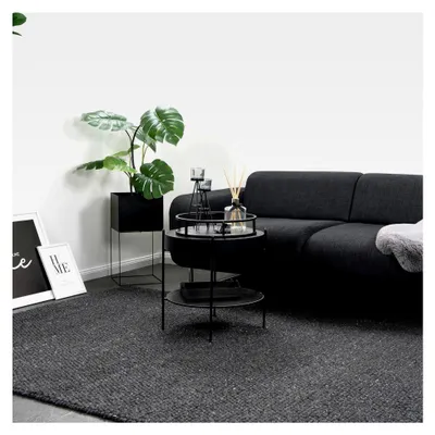 Produktbild von Teppich 120 x 170 cm Wohnzimmer Anthrazit Wolle modern Natur Melange dezent Matt weich Germany