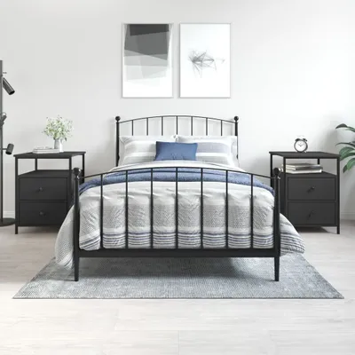 Immagine prodotto di vidaXL Comodini 2 pezzi neri 44x45x60 cm in legno - Comodino - Tavolini da letto - Comodino - Cassettiera da letto