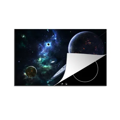 Produktbild von KitchenYeah© Herdabdeckplatte Planeten - Sterne - Galaxie , 85x52cm, Küche Deko, Glaskeramikkochfeld Herdabdeckung, Abdeckplatte fùr Kochfeld