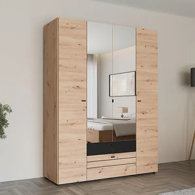 Immagine prodotto di Watamu - Guardaroba Grande, 155x208h cm Marrone Rovere Nodi, 7 Ripiani