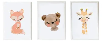 Zdjęcie produktu dla Zestaw 3 obrazów z motywami zwierząt 33x43 cm