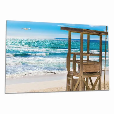 Produktbild von Wallario Herdabdeckplatte aus Glas, Größe 80 x 52 cm 1-teilig, Motiv Badestrand - Mallorca Spanien