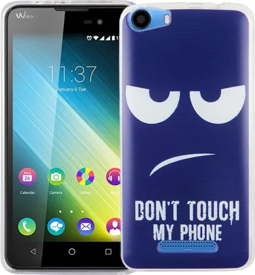 Produktbild von Handy Hülle für Wiko Lenny 2 Cover Case Schutz Tasche Motiv Slim Silikon TPU Dont Touch my Phone Blau