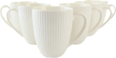 Produktbild von OTIX Kaffeebecher Set mit Henkel Kaffeetassen 300ml Weiß Porzellan LUNA