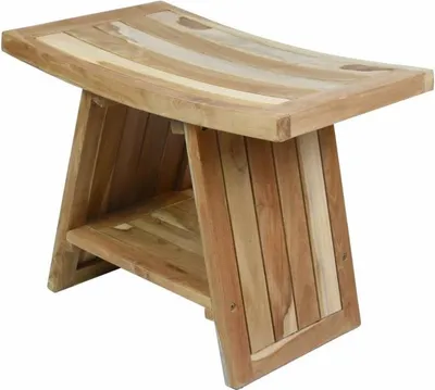 Zdjęcie produktu dla Stołek DIVERO, lite, nieobrobione drewno tekowe, 60 x 35 x 45 cm