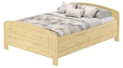 Produktbild von Seniorenbett Überlänge extra hoch 140x220 Holzbett Kiefer massiv mit wählbarem Zubehör V-60.44-14-220ohne Zubehör