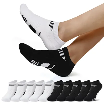 Produktbild von 10 Paar Sneaker Socken Herren Damen Sportsocken Kurze Laufsocken Atmungsaktiv Baumwolle 39-42 Schwarz Weiß