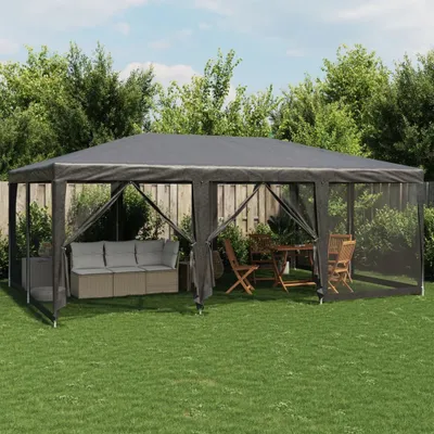 Produktbild von Eleganter Möbel Partyzelt mit 10 Mesh-Seitenteilen Anthrazit 6x4 m HDPE - Campingzelte 1309526