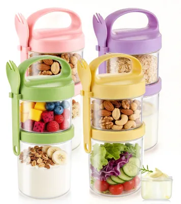 Image de Ensemble pratique pour emporter : bol pour muesli avec cuillère et pot de yaourt