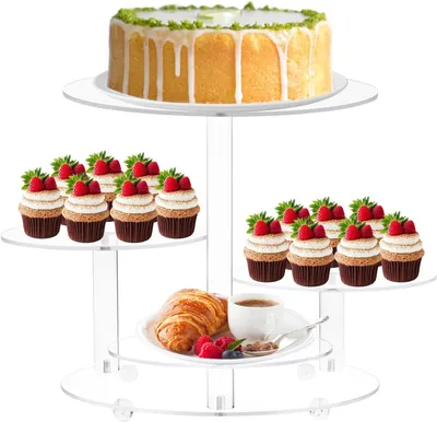 Produktbild von 4-stöckiges Tortenständer-Set, Cupcake-Turmständer aus Acryl, bietet Platz für 50 Cupcakes, geeignet für Hochzeiten, Babypartys, Teepartys