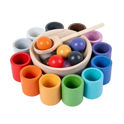 Produktbild von Lernspielzeug Holz-Montessori-Regenbogenball, Aufmerksamkeitstraining