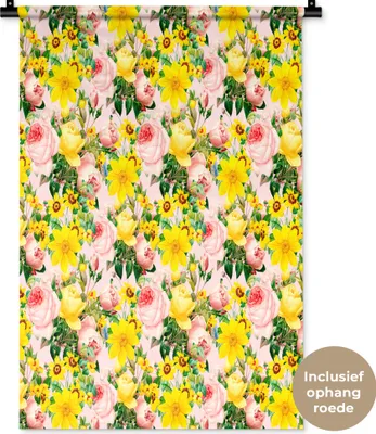 Produktbild von MuchoWow® Wandteppich Wandbehang Blumen - Rosen - Farben 60x90 cm Tapisserie Dekoration Wandtuch - Foto-Teppich - Abwaschbar
