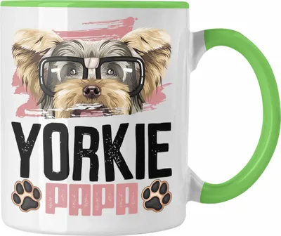 Produktbild von Trendation - Yorkie Papa Besitzer Tasse Geschenk Lustiger Spruch Geschenkidee Yorkie Liebhaber (Grün)