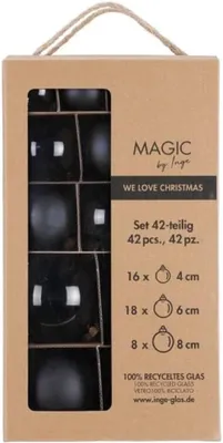 Produktbild von Christbaumkugeln Weihnachtskugeln Glas Ø 4/6/8 cm 42 Stück ebony black