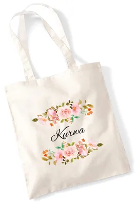 Produktbild von Huuraa Jutebeutel Kurwa polnisch Blumen 10 Liter Natural Baumwolle Tasche Geschenkidee