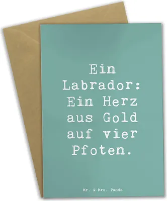 Produktbild von Mr. & Mrs. Panda Grußkarte Spruch Labrador Herz - Meeresbrise - Geschenk, Wasserliebhaber, Familienhund, einladungskarten, Hundeliebe, Hunderassen, Pflege, osterkarte