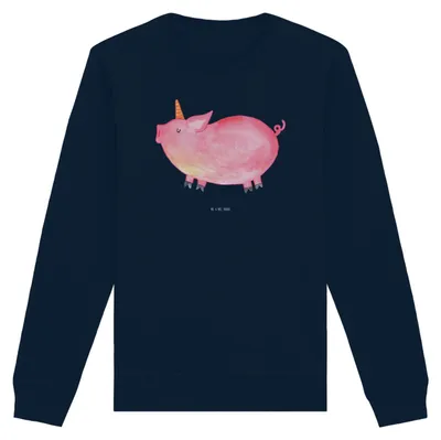 Produktbild von Mr. & Mrs. Panda Bio Baumwoll Pullover Einhorn Schwein Größe XXL - French Navy - Geschenk, Sweatshirt, Pulli, English, Sweater, Englisch, Rundhals, Unicorn, Spaß