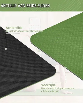Obrázek produktu pro Yogamat, TPE, nekluzké, 6 mm, tělocvična podložka, sportovní podložka s popruhem, lehká fitness podložka pro jógu, pilates, trénink, domácí i venkovní, 183 x 61 x 0,6 cm