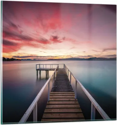 Produktbild von Bilder auf glas - Einteilig - Brücke Rosa Himmel - 60x60cm - Glasbilder - Wandbilder - Bilder - zum Aufhängen bereit - Wanddekoration aus Glas - Glas Bilder - Wandbild auf Glas - GAC60x60-4795