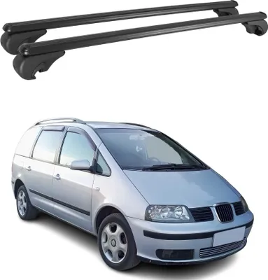 Image de Barres de toit Transversales pour Seat Alhambra 1996-2010 Aluminium Noir