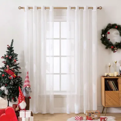 Immagine prodotto di Tende trasparenti motivo a foglie - Ricamate - Bianco - 175 x 140 cm - Per soggiorno