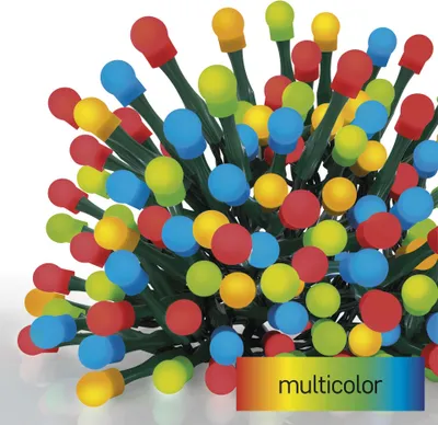 LED vánoční cherry řetěz – kuličky, 20 m, venkovní i vnitřní, multicolor, časovač