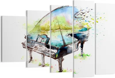 Produktbild von Bild auf Leinwand - Leinwandbild - Klavier Natur Musik Eleganz - 150x100cm - Wand Bild - Wanddeko - Leinwanddruck - Bilder - Kunstdruck - Wanddekoration - Leinwand bilder - Wandkunst - EG150x100-3034