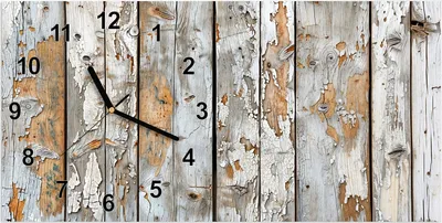 Produktbild von Wanduhr aus Glas mit Motiv Verwittertes Holz- 60 x 30 cm - inkl. Aufhängesystem