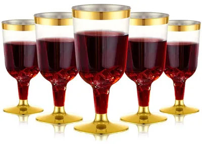Weingläser 30er-Set, 170 ml, Kunststoff, goldfarben, 13,4 x 6,5 cm
