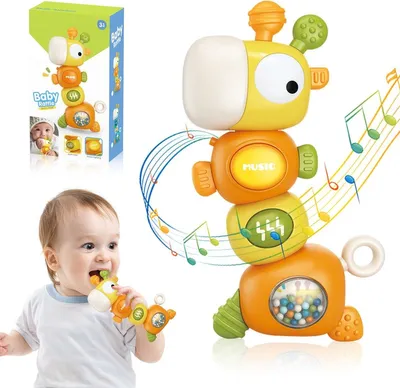 Produktbild von Montessori Babyspielzeug – Giraffen Beißspielzeug & Musikspielzeug ab 3 Monate
