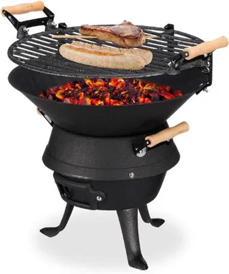 Produktbild von Kohlegrillrost – Höhenverstellbares Grillrost – Mit Lüftungsrosten – Schwarz – 40x45x36cm