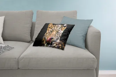 Produktbild von MuchoWow® Zierkissen Sofakissen Wohnzimmer Dekokissen 60x40 cm Leopard - Schwarz - Nahaufnahme - Kopfkissen - Polster mit Foto