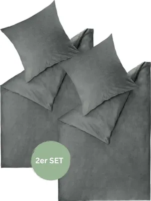 Image de ESPRIT Housses de coussin et draps en Renforcé HARP Anthracite 140 x 200 cm - lot de 2
