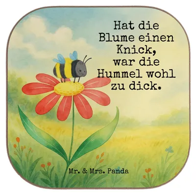 Produktbild von Mr. & Mrs. Panda Untersetzer für Gläser Hummel Blume Design - Weiß - Geschenk, Biene, Wespe, Lustige Sprüche, Hummeln, gläseruntersetzer, Tischschoner, Coaster, Glas