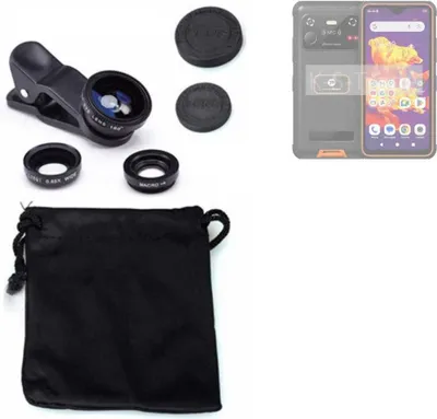 Produktbild von K-S-Trade Smartphone Kamera Linsen Set Kompatibel mit Phonemax R4GT 3in1 Clip-On Kamera Adapter Macro Weitwinkel FishEye Fischauge Objektiv Linse