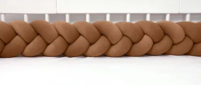 Produktbild von Bettschlange geflochten Velours 400 cm – Dunkelbraun | Bettumrandung Babybett Nestchen | Letino