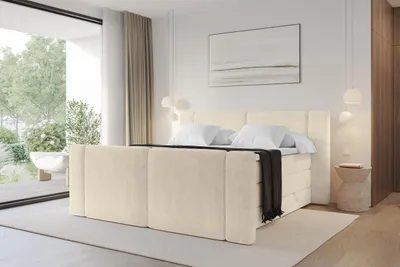 Produktbild von ALTDECOR Boxspringbett mit Fußteil - H3/H4 Matratze und Topper - EVON-Z KING - 140x200 - Beige - Doppelbett, Boxbett, Polsterbett mit Bettkasten mit Stauraum und Kopftei