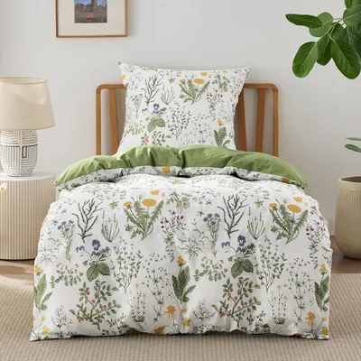 Produktbild von Bettwäsche Pflanzenmuster Wende Bettwäsche Set 135 x 200 cm für Allergiker Geeignet mit Reißverschluss und Kissenbezug 80x80cm