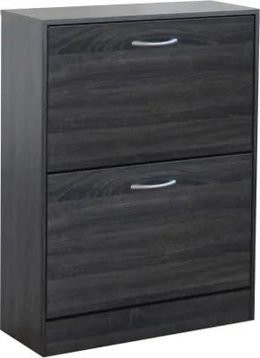 Immagine prodotto di Milani Home - Scarpiera Con 2 Ante In Legno Di Design Porta Scarpe Di Alta Qualità, Cm 60x24x80 H Colore: Grigio scuro - Grigio scuro