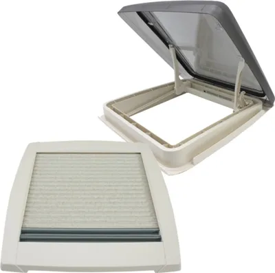 Zdjęcie produktu dla Wyłaz dachowy MPK VisionStar M pro 2 z przyciemnianego, przezroczystego szkła Okno dachowe Maska dachowa 40 x 40 cm w kolorze białym perłowym