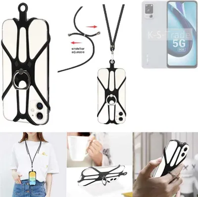 Produktbild von K-S-Trade 3in1 Handykette Handyband Handykordel Halsband Smartphone-Ring Handy-Ring kompatibel mit Lava Blaze 1X 5G Fingerhalterung Handyring